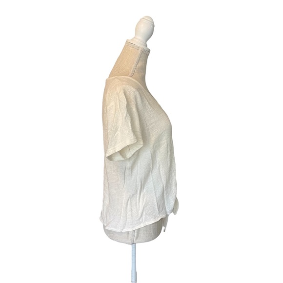 Vanilla Star Top Cream Front Tie Knot Crop Large - Picture 11 of 12